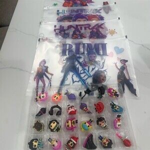 Netflix KPop Demon Hunters HUNTR/X RUMI Zip Pouch Set + 24 Charms Lot